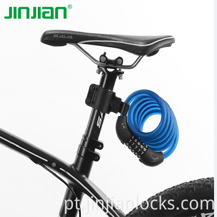 Scooter Bike Anti-roubo Cable Lock Security Aço Fiação de aço Lock de 5 dígitos com suporte